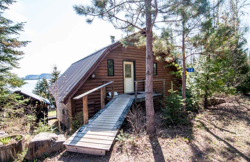 Cabin exterior at Clearwater Historic Lodge & Canoe Outfitters.