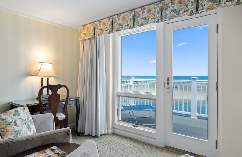 Guest room at The Sparhawk Oceanfront Resort.