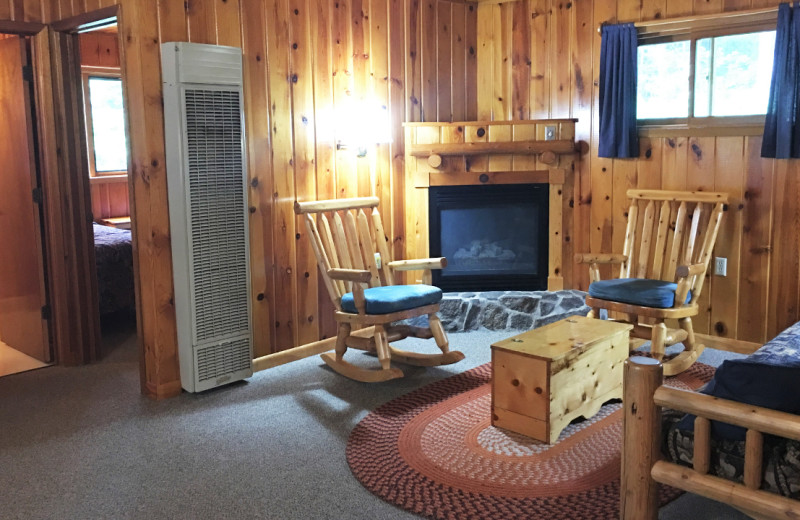 Cabin living room at Golden Eagle Lodge.