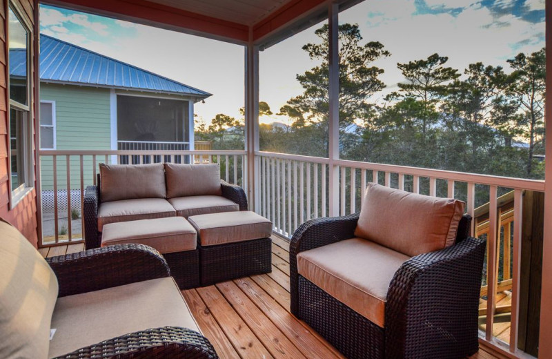 Rental deck at Luna Beach Properties.