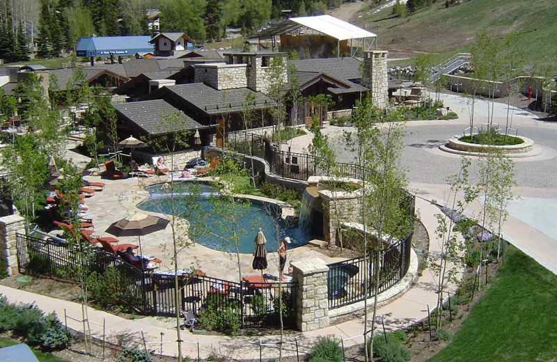 Aerial view of pool at Lodge Tower.