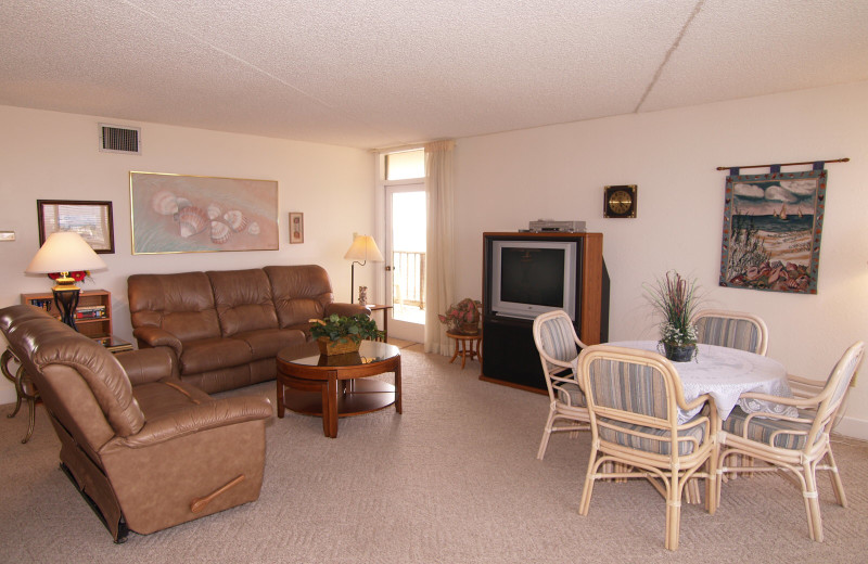 Condo living room at The Dunes Condominiums.