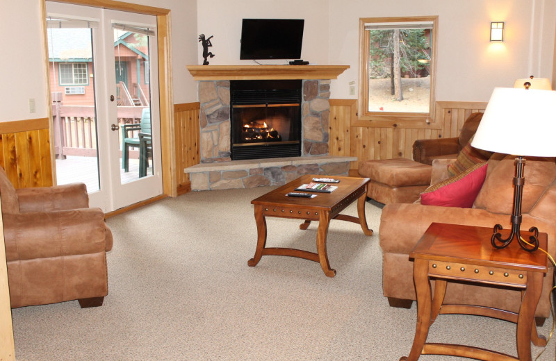 Cabin living room at Mount Shasta Resort.