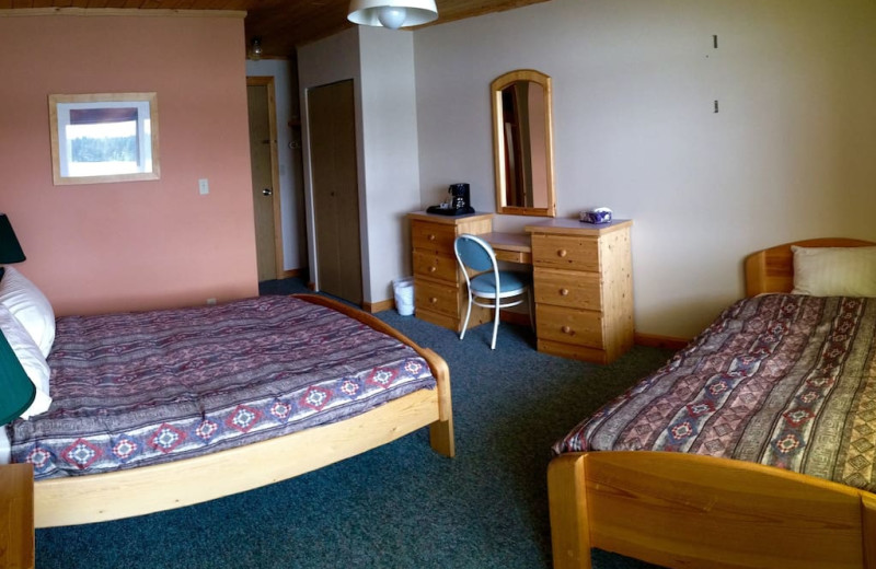 Guest room at Tyee Lake Lodge.