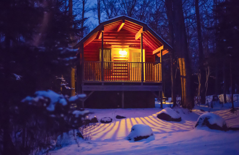 Winter cabin at Old Forge Camping Resort.