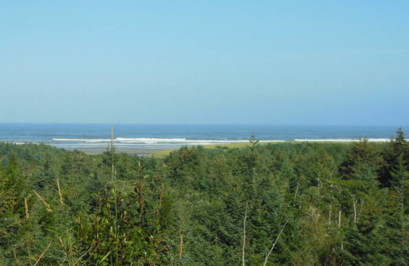 Beach view at Oceanfront Getaways.