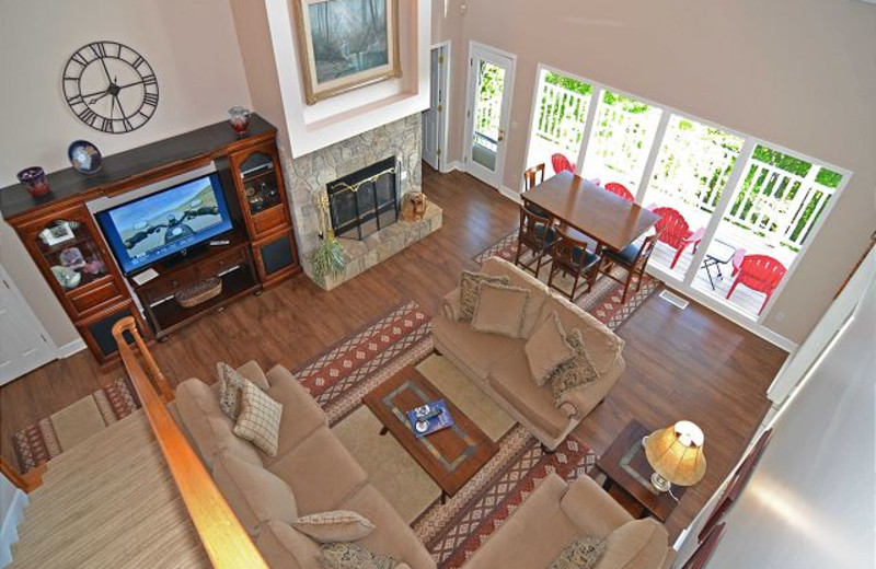 Rental living room at Chalet Village.