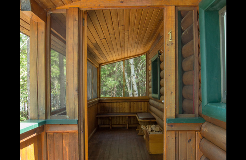 Cabin porch at Obabika Resort.