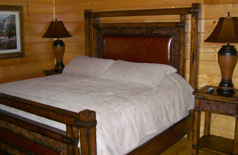 Cabin bedroom at White Oak Lodge & Resort.