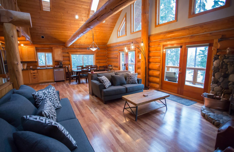 Cabin living room at Natapoc Lodging.