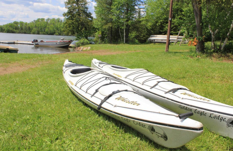 Kayaks at Golden Eagle Lodge.