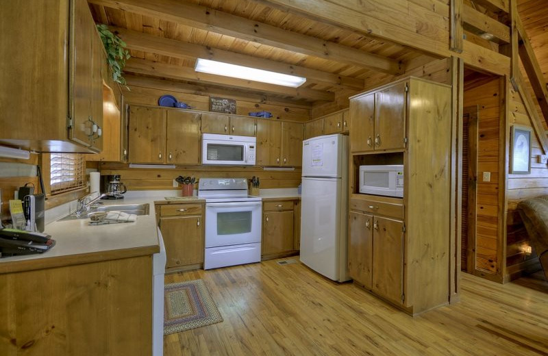 Rental kitchen at My Mountain Cabin Rentals.