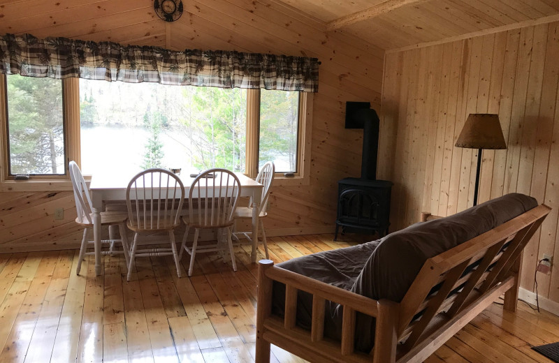 Cabin living room at Fenske Lake Cabins.