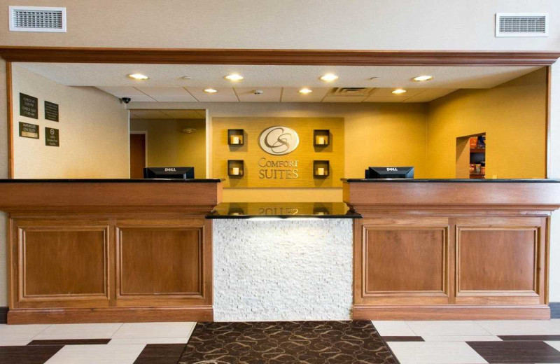 Check in desk at Comfort Suites Benton Harbor.