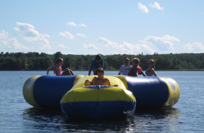 Water trampoline at Agate Lake Resort.