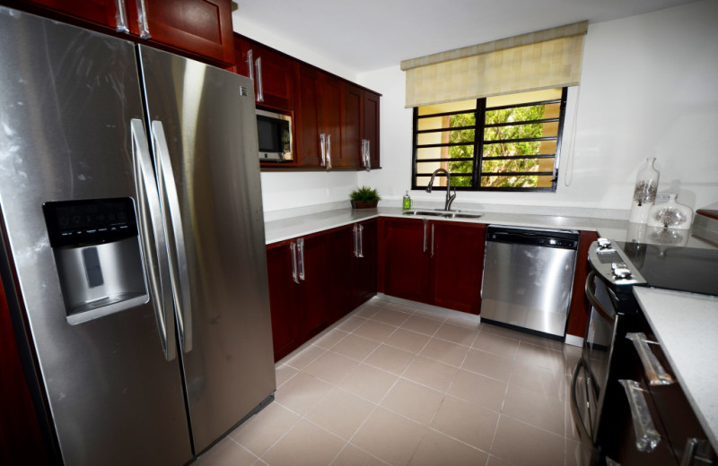 Guest kitchen at The Plaza Suites.