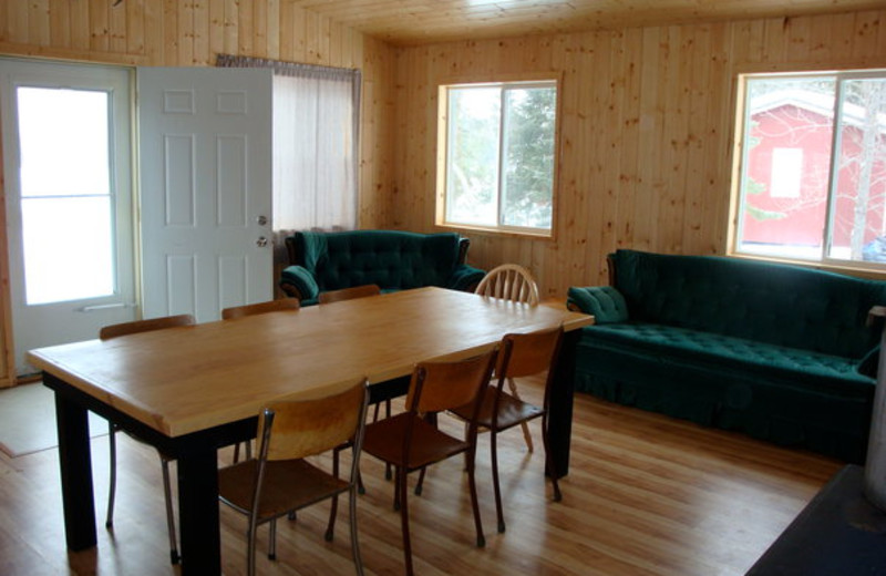 Cabin interior at Rex Tolton's Miles Bay Camp.