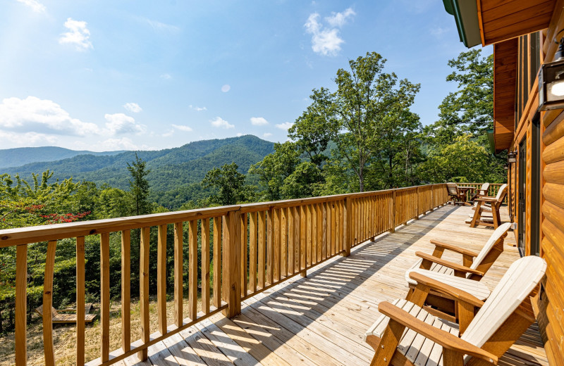Cabin deck at American Patriot Getaways, LLC.