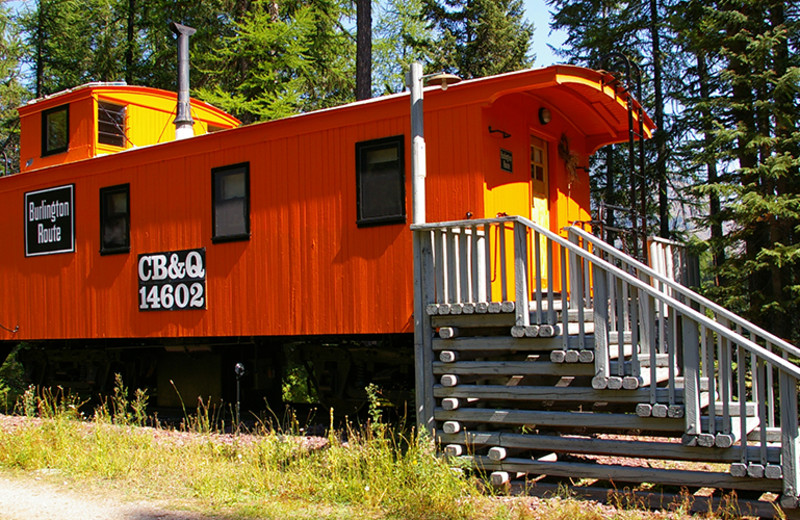 Caboose exterior at Izaak Walton Inn.