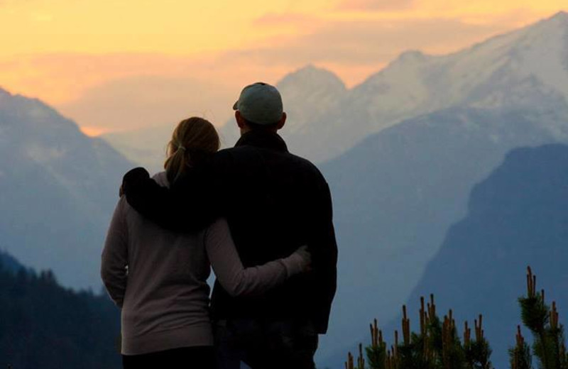 Couple enjoying the view at Sun Mountain Lodge.