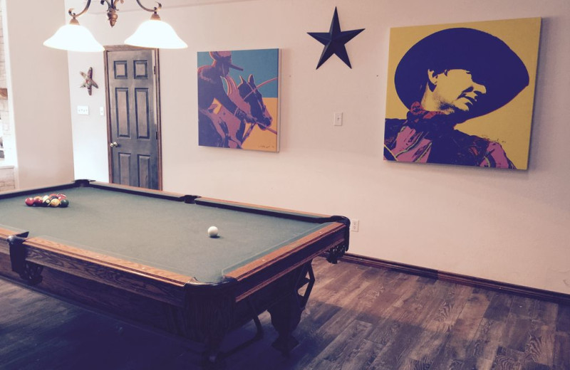 Rental billiard table at Hill Country Lake House.