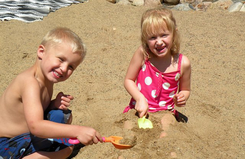 Playing on the beach at Pine Terrace Resort.