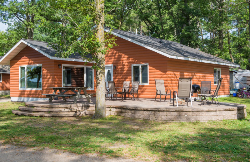 Cabin exterior at Hiawatha Beach Resort.