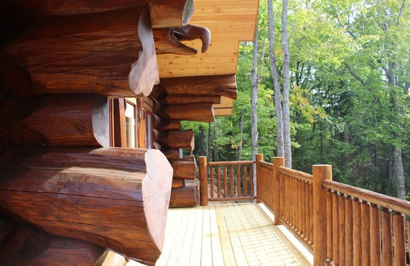 Cabin porch at Aqua Log Cabin Resort.