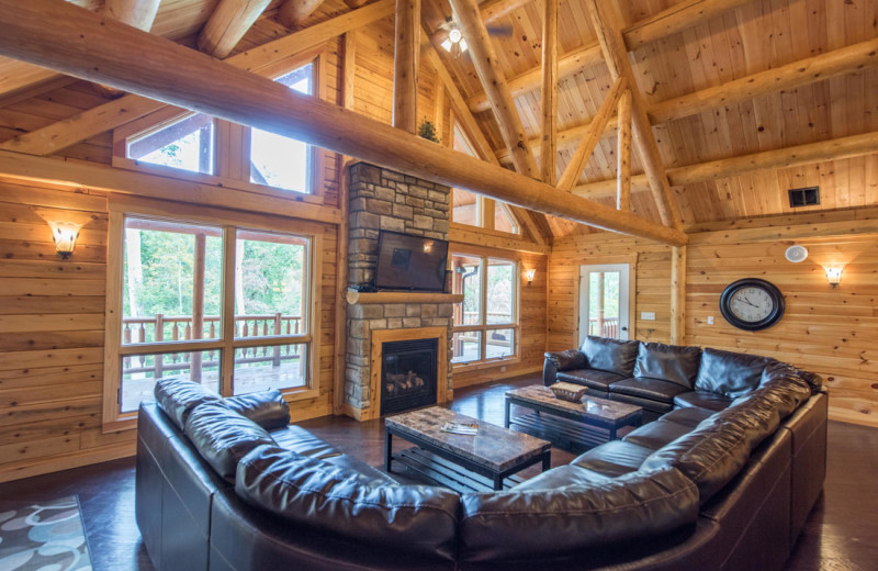 Cabin living room at Cut Above Cabins.