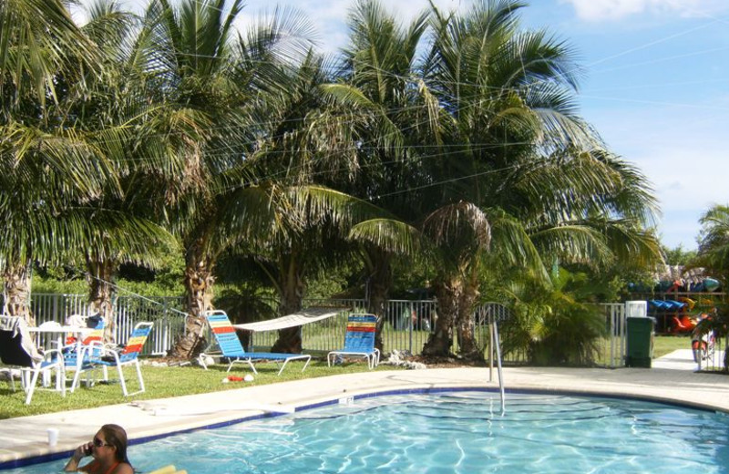 Outdoor pool at Old Wooden Bridge Fishing Camp.