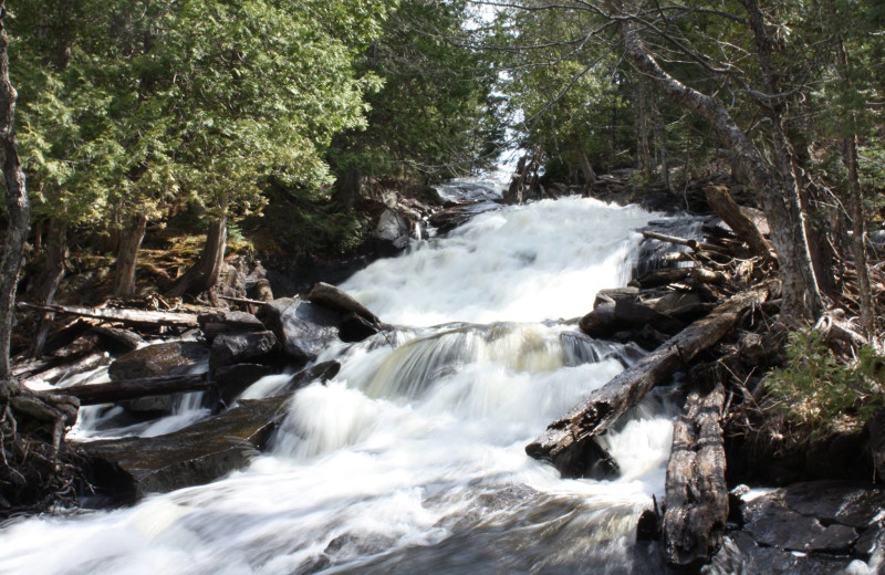 Waterfall at Algonquin Eco-Lodge.