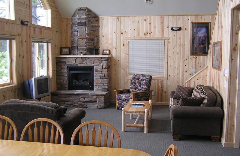 Cabin living room at Cozy Bay Resort.