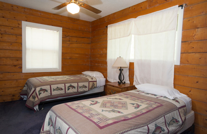 Cabin bedroom at Brady Mountain Resort & Marina.