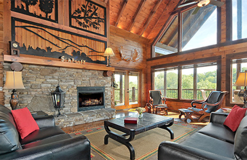 Cabin living room at Dollywood Cabins.