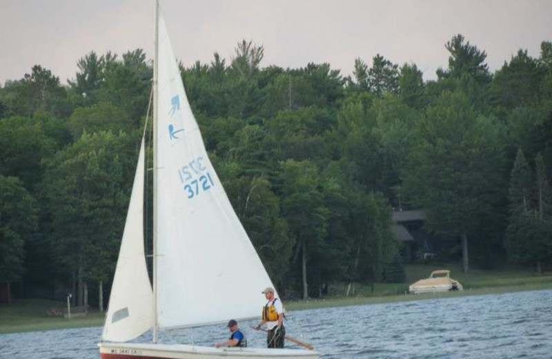 Sailing on the lake at Wind Drift Resort.