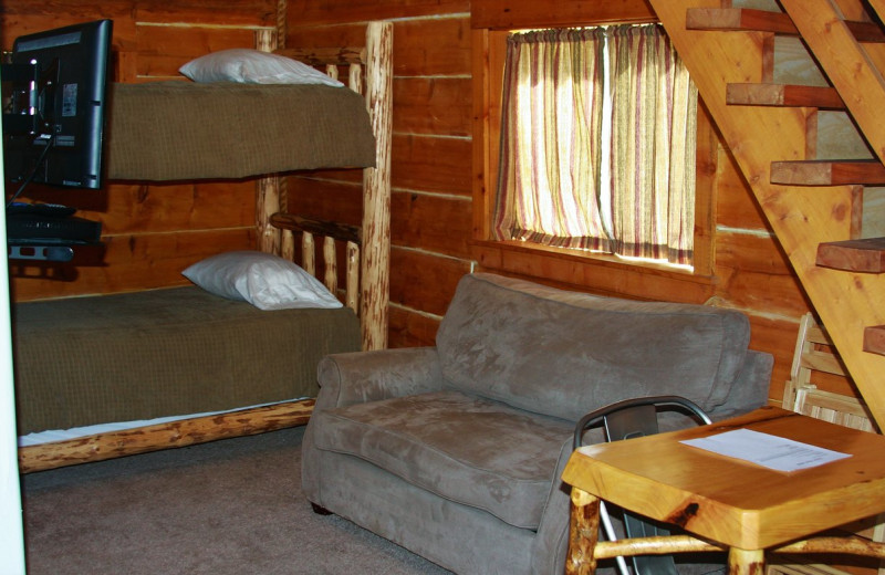 Cabin interior at Sleepy Bear Cabins.