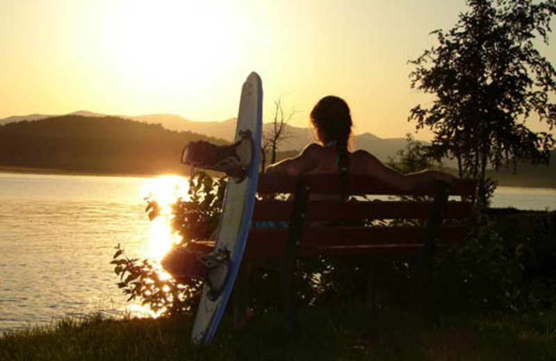 Watching the sunset at The Lodge at Sandpoint.