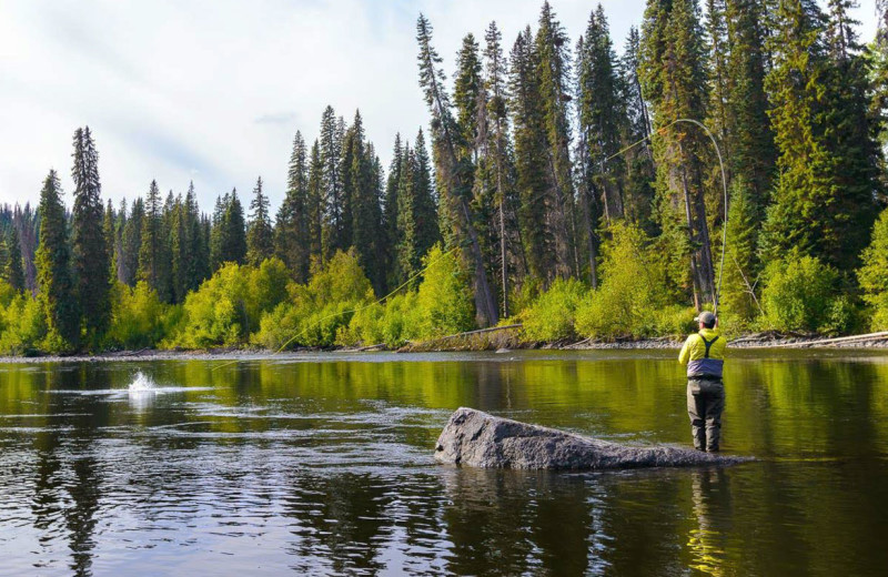 Fishing at Babine Steelhead Lodge.