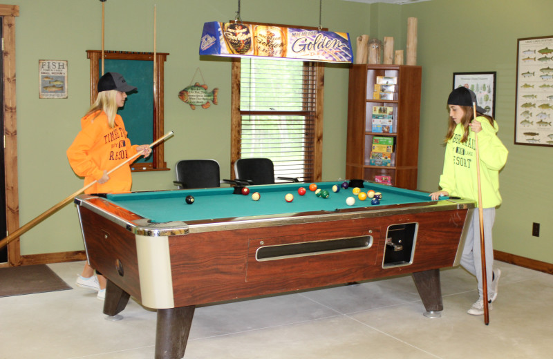 Billiard table at Timber Trails Resort.