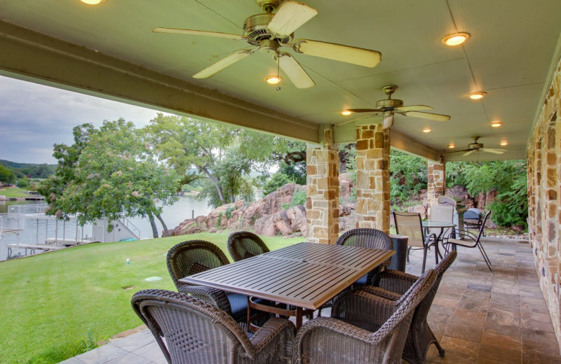 Rental patio at Still Waters Vacation Home.