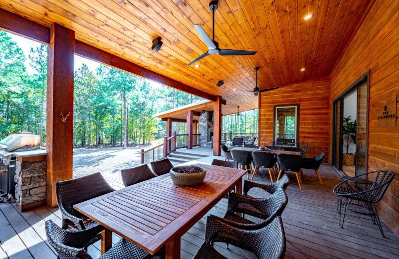 Cabin deck at Blue Beaver Luxury Cabins.
