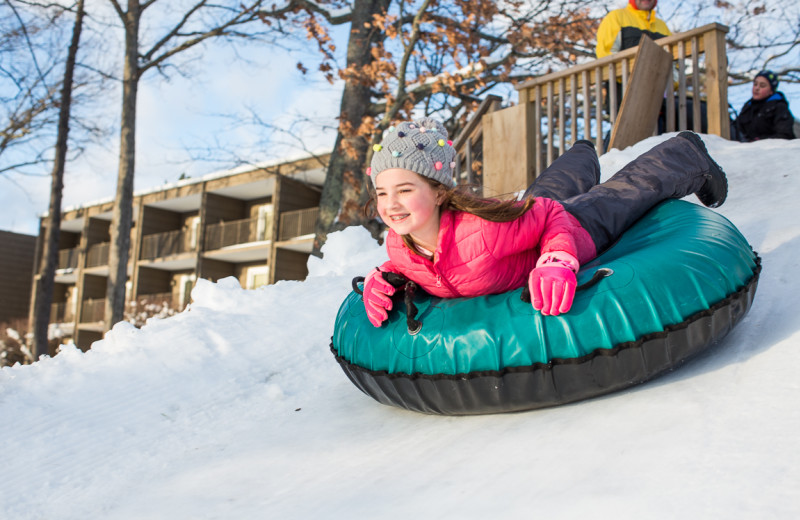 Snow tubing at Woodloch Resort.