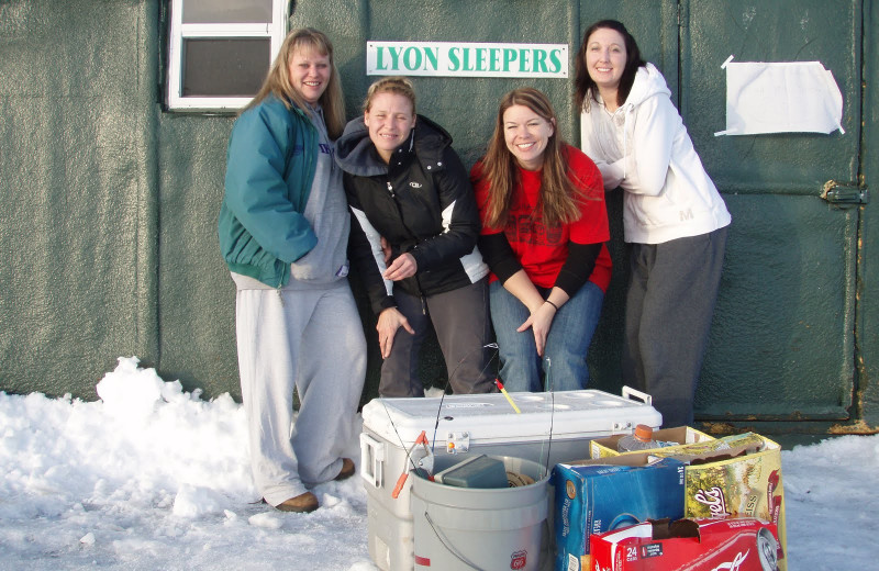 Ice fishing at Lyon Sleepers.