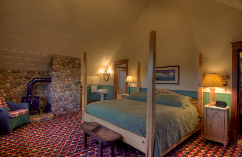 Cabin bedroom at The Home Ranch.