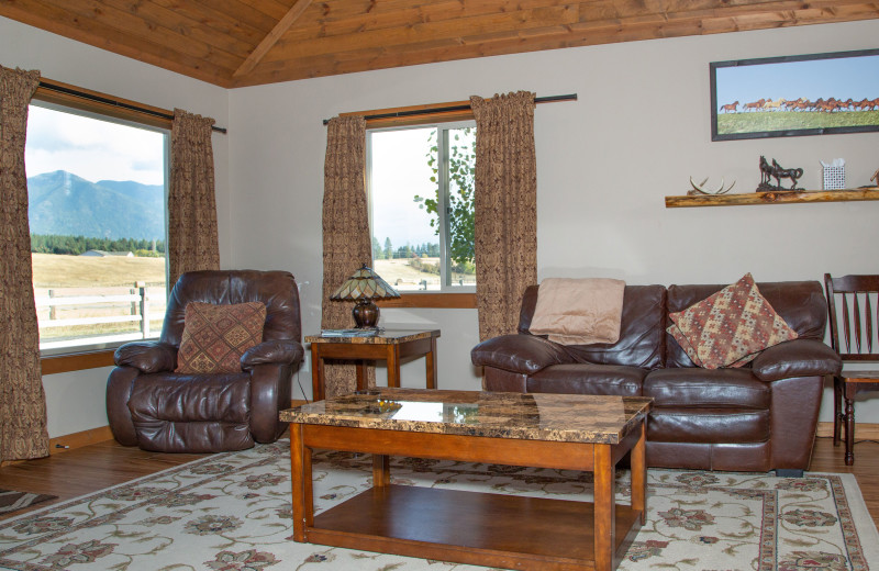 Cabin living room at Gentry River Ranch.