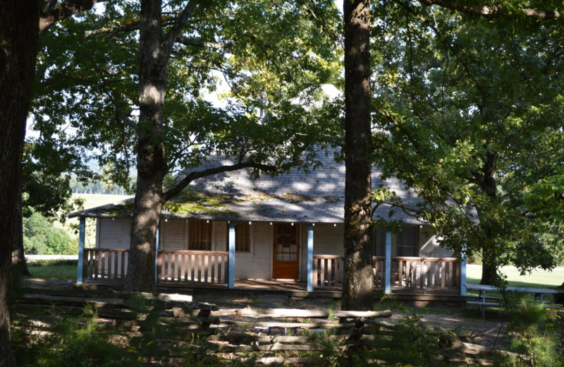 Cabin exterior at Mulberry Mountain Lodging & Events.