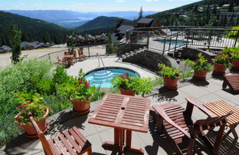 Patio view at Schweitzer Mountain Resort and Selkirk Lodge.