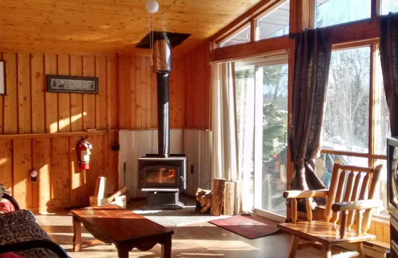 Cabin living room at Dunlop Lake Lodge.
