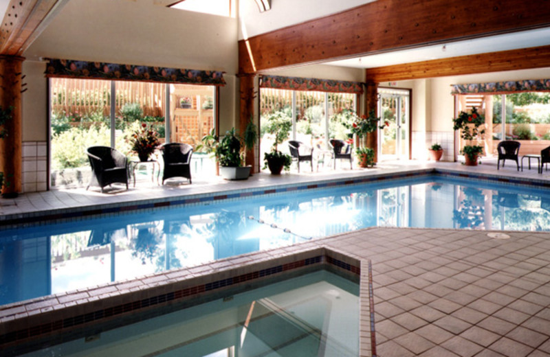 Indoor pool at Banff Rocky Mountain Resort.