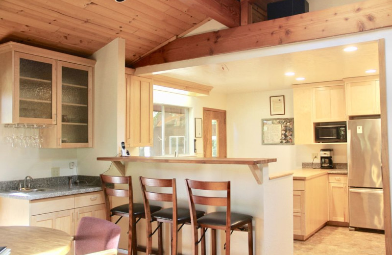 Rental kitchen at Redwood Coast Vacation Rentals